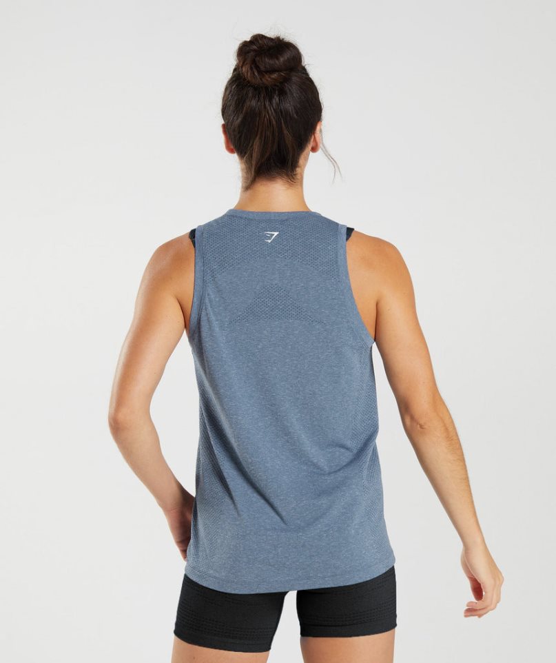 Women's Gymshark Vital Seamless 2.0 Light Tanks Blue | CA A678N5